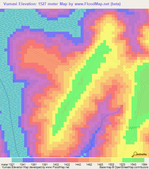 Vumasi,Burundi Elevation Map
