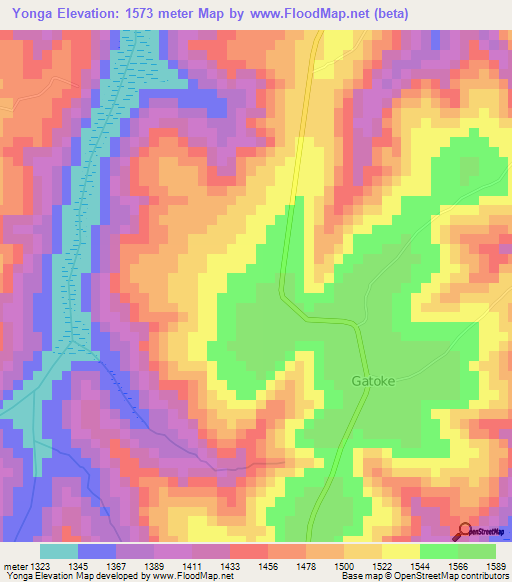 Yonga,Burundi Elevation Map