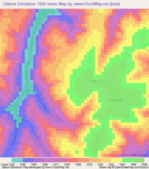 Gakoni,Burundi Elevation Map