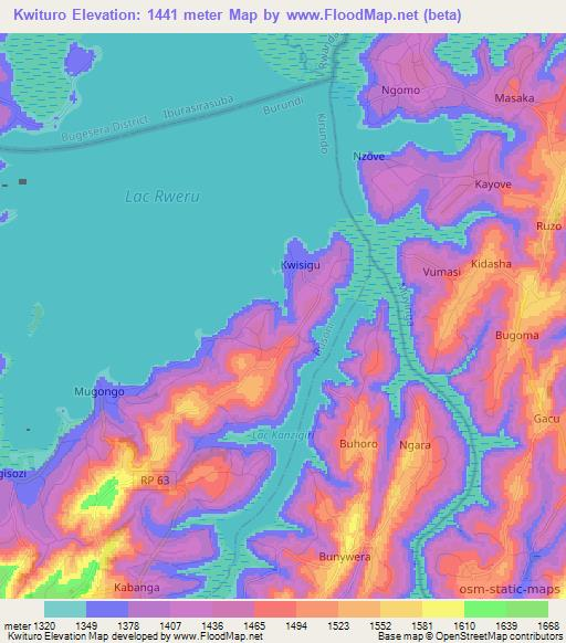 Kwituro,Burundi Elevation Map