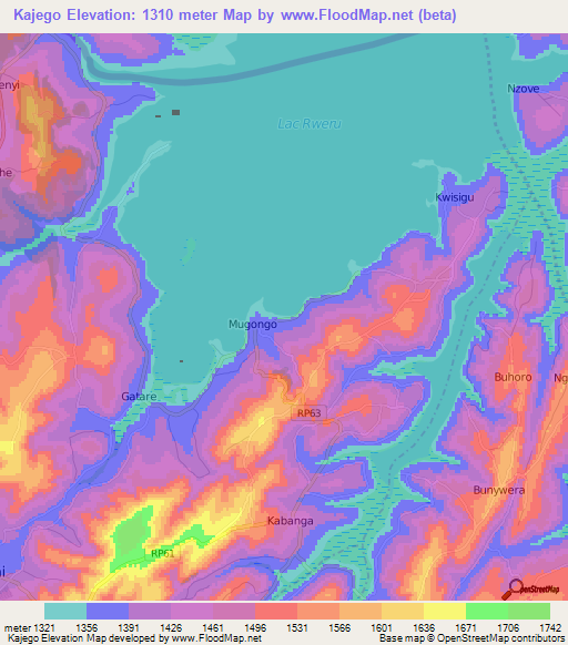 Kajego,Burundi Elevation Map