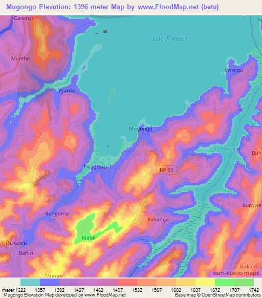 Mugongo,Burundi Elevation Map