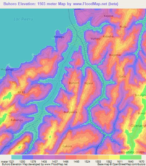 Buhoro,Burundi Elevation Map