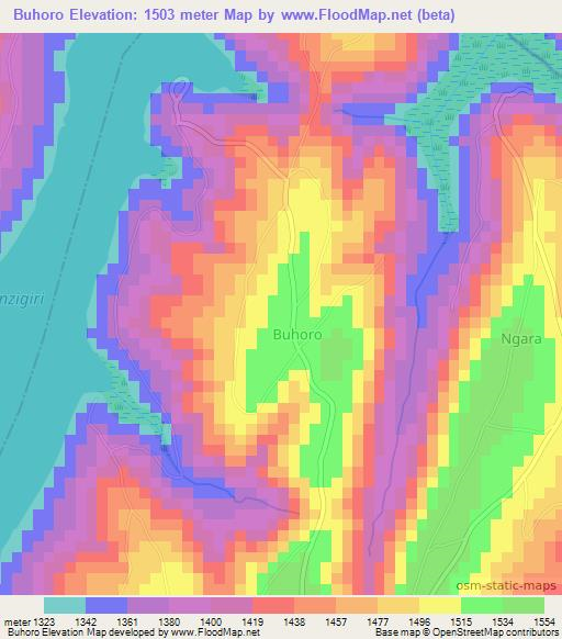 Buhoro,Burundi Elevation Map