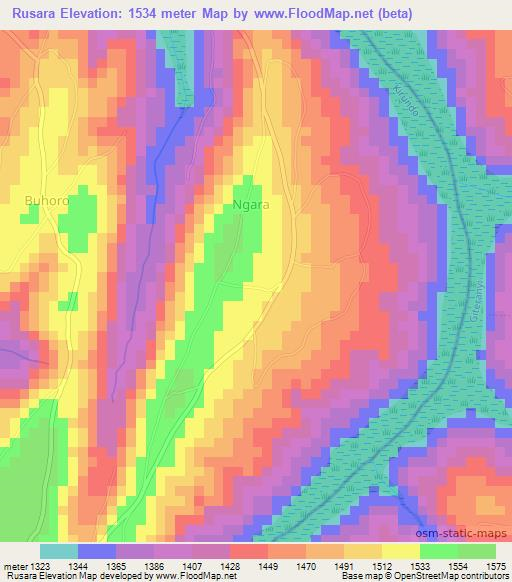 Rusara,Burundi Elevation Map