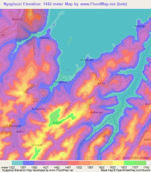Nyagisozi,Burundi Elevation Map