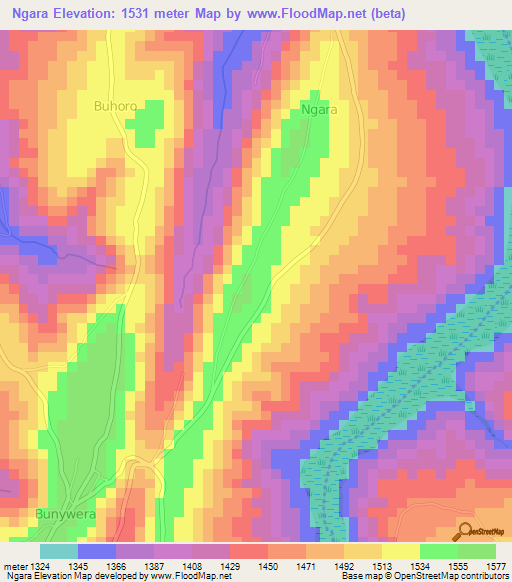 Ngara,Burundi Elevation Map