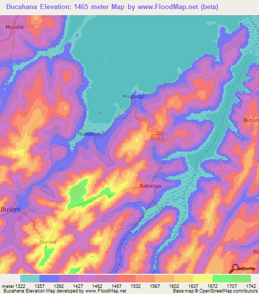 Bucahana,Burundi Elevation Map