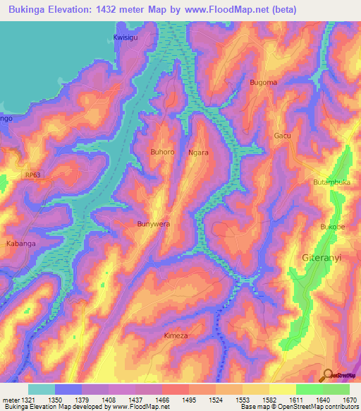 Bukinga,Burundi Elevation Map