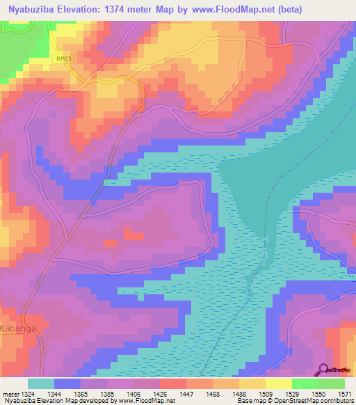 Nyabuziba,Burundi Elevation Map