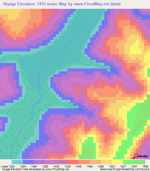Kiyaga,Burundi Elevation Map