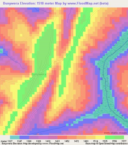 Bunywera,Burundi Elevation Map