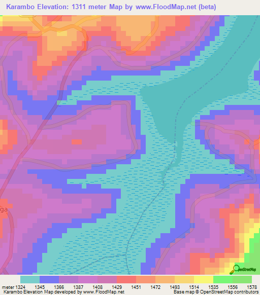 Karambo,Burundi Elevation Map