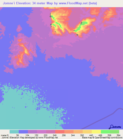 Jomne`i,Iran Elevation Map