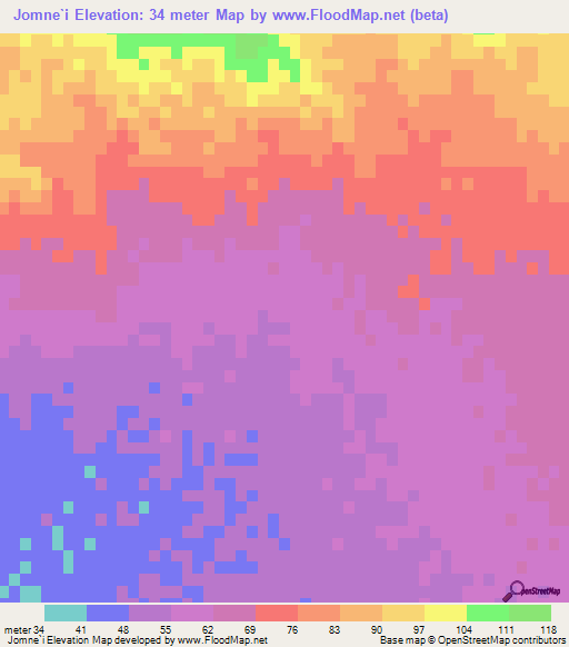 Jomne`i,Iran Elevation Map