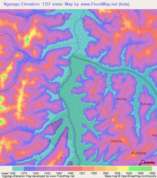 Ngaragu,Burundi Elevation Map
