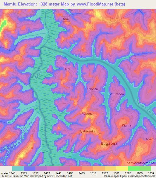 Mamfu,Burundi Elevation Map