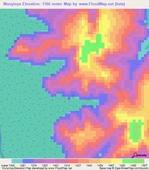Munyinya,Burundi Elevation Map