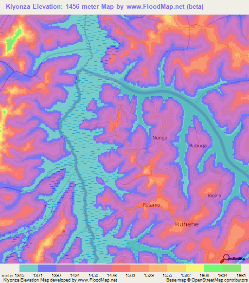 Kiyonza,Burundi Elevation Map