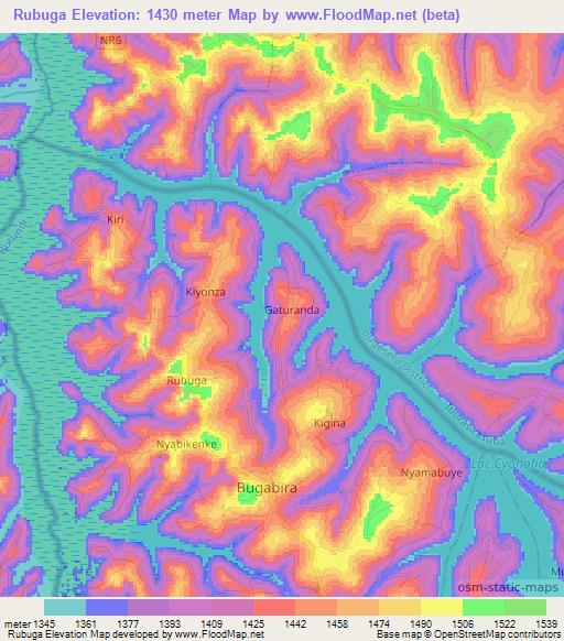 Rubuga,Burundi Elevation Map