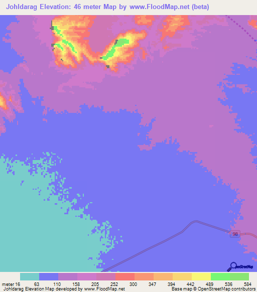 Johldarag,Iran Elevation Map