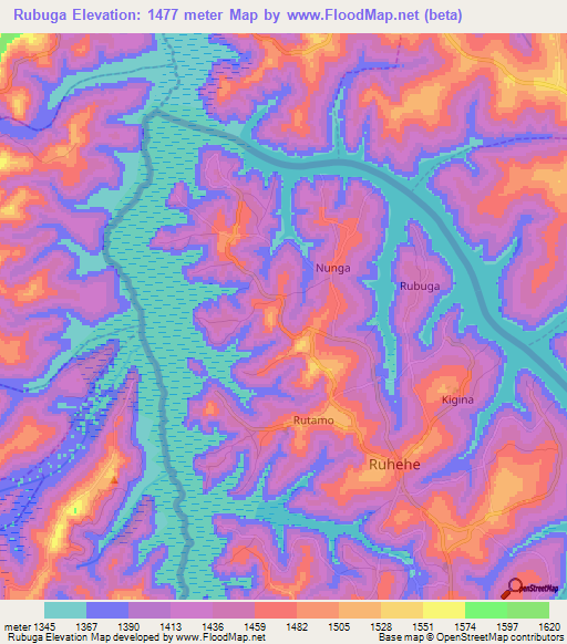 Rubuga,Burundi Elevation Map