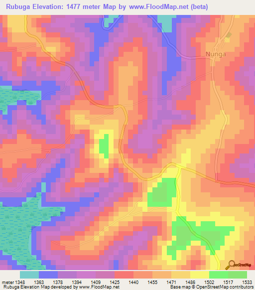 Rubuga,Burundi Elevation Map