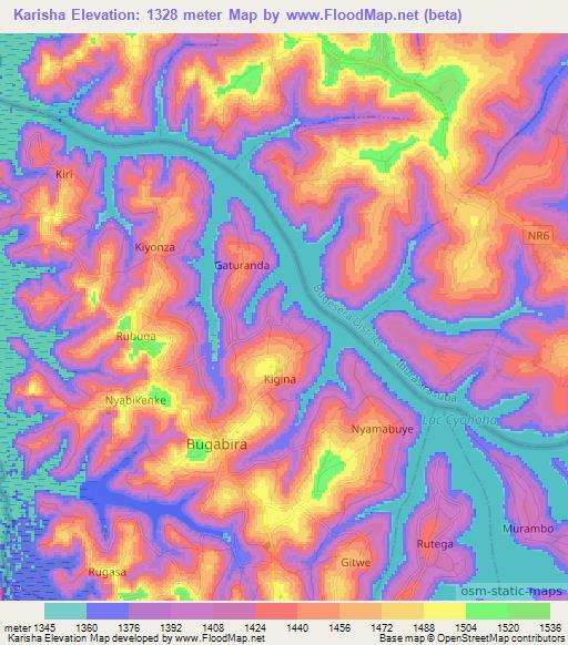 Karisha,Burundi Elevation Map