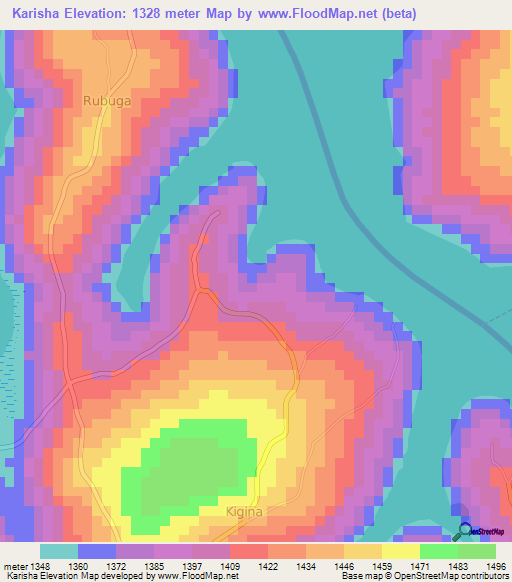 Karisha,Burundi Elevation Map
