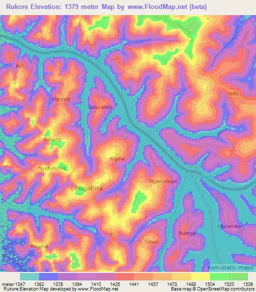 Rukore,Burundi Elevation Map