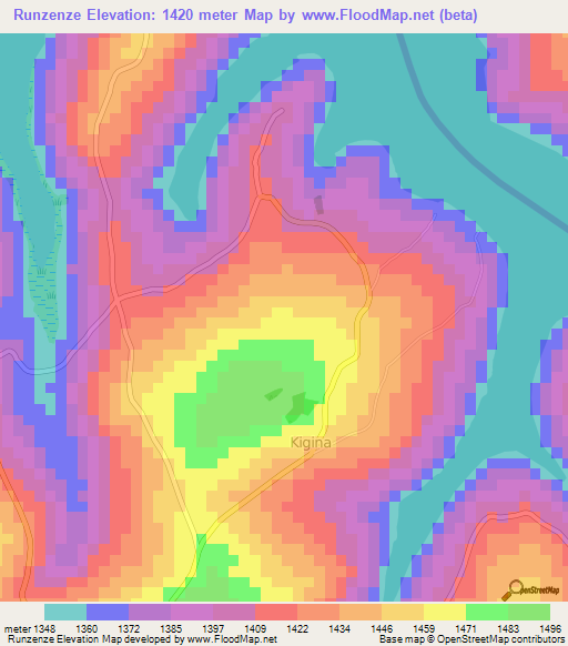 Runzenze,Burundi Elevation Map