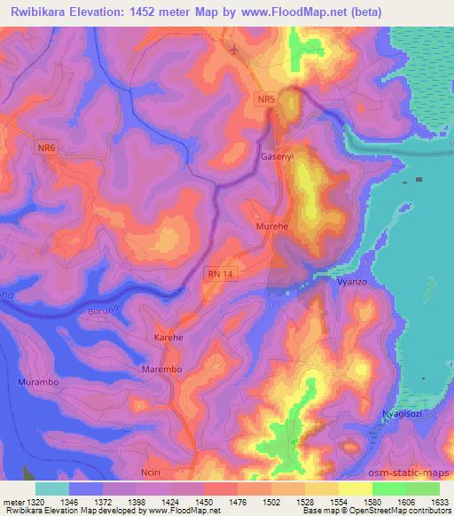 Rwibikara,Burundi Elevation Map