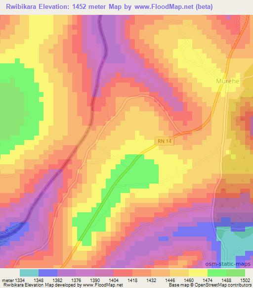 Rwibikara,Burundi Elevation Map