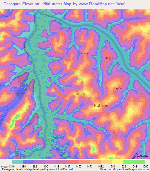 Gasagara,Burundi Elevation Map