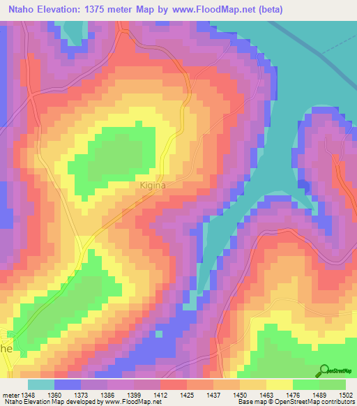 Ntaho,Burundi Elevation Map