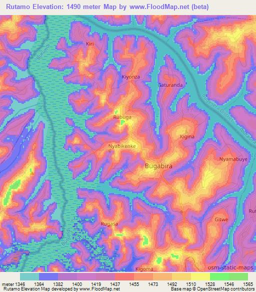Rutamo,Burundi Elevation Map