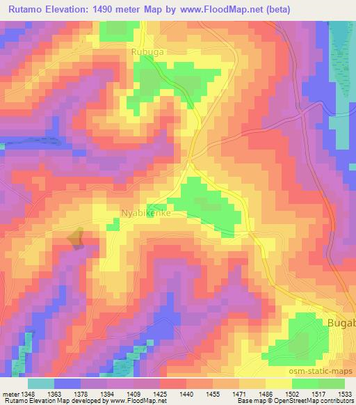 Rutamo,Burundi Elevation Map