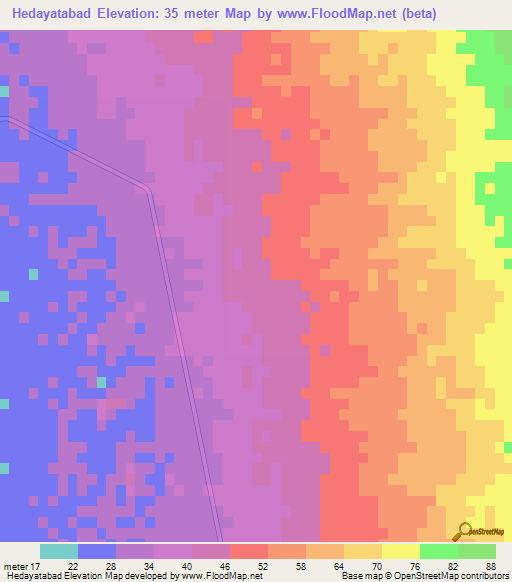 Hedayatabad,Iran Elevation Map
