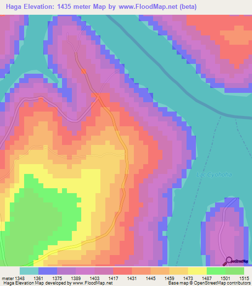 Haga,Burundi Elevation Map