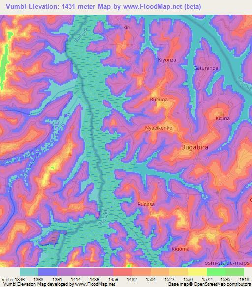 Vumbi,Burundi Elevation Map
