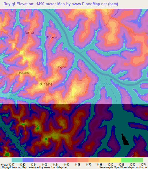 Ruyigi,Burundi Elevation Map