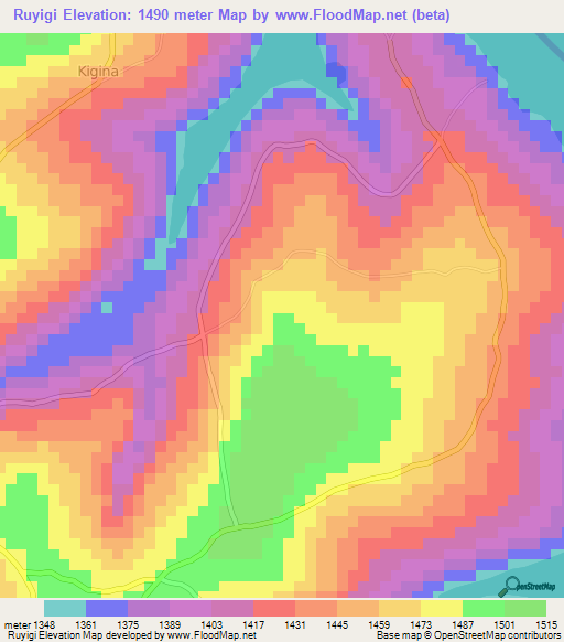 Ruyigi,Burundi Elevation Map
