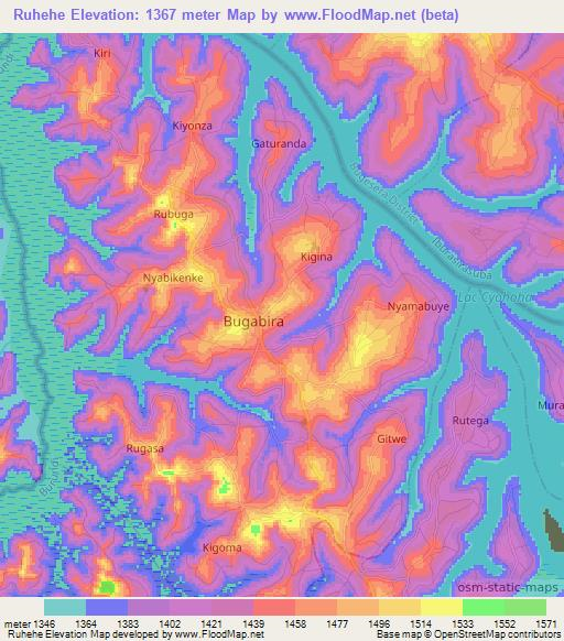 Ruhehe,Burundi Elevation Map
