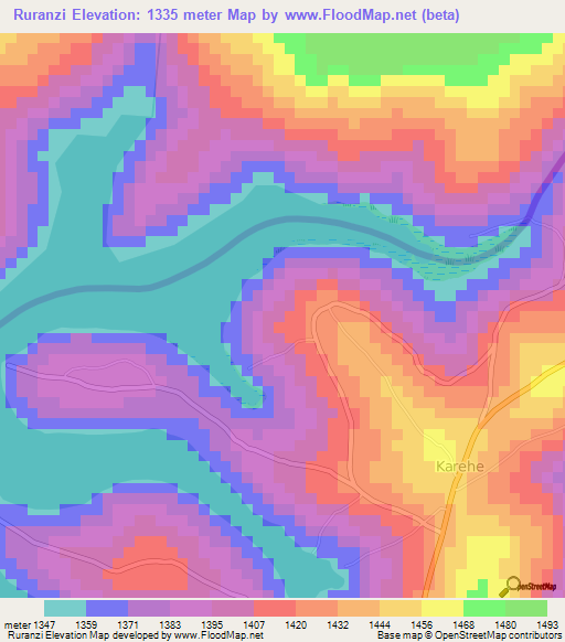 Ruranzi,Burundi Elevation Map