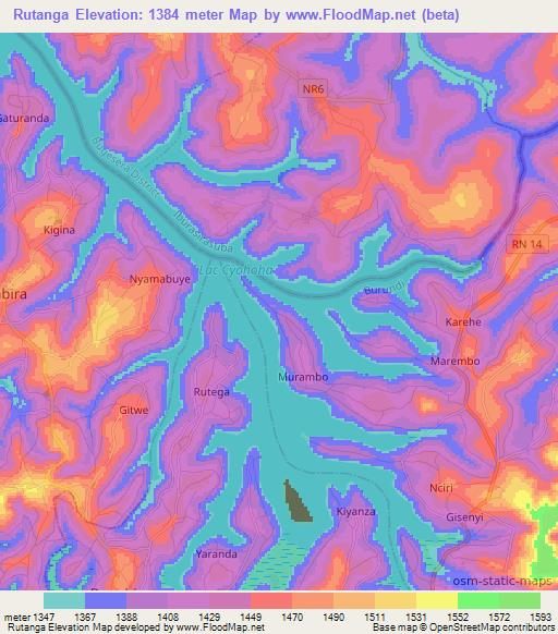 Rutanga,Burundi Elevation Map