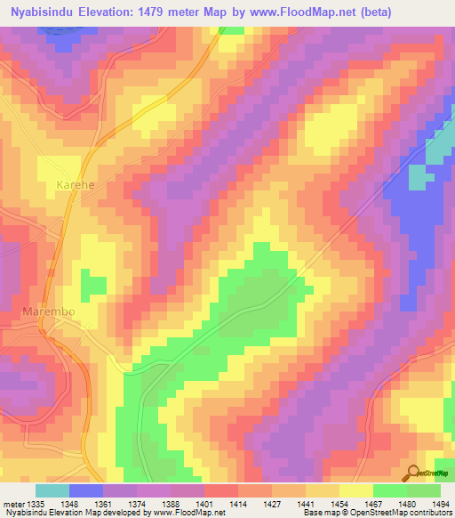Nyabisindu,Burundi Elevation Map