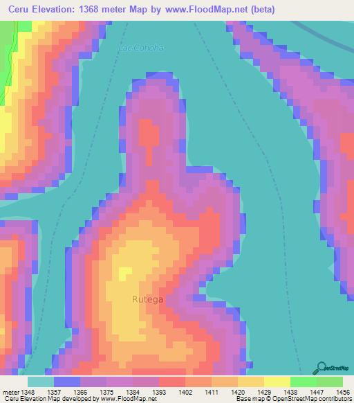Ceru,Burundi Elevation Map