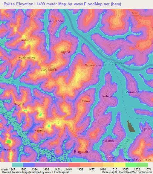 Bwiza,Burundi Elevation Map