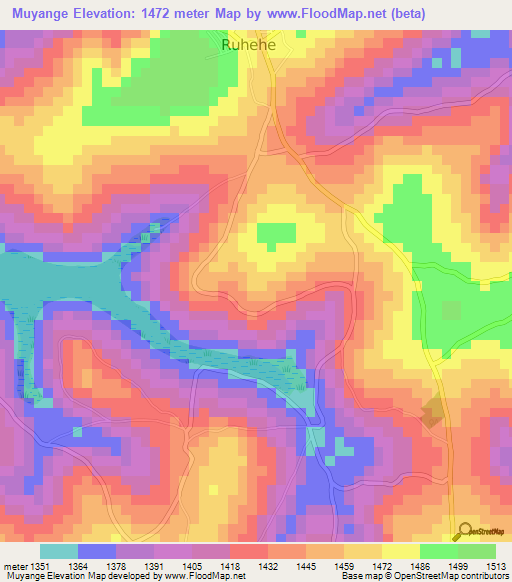 Muyange,Burundi Elevation Map