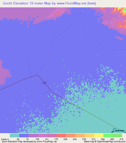 Gochi,Iran Elevation Map